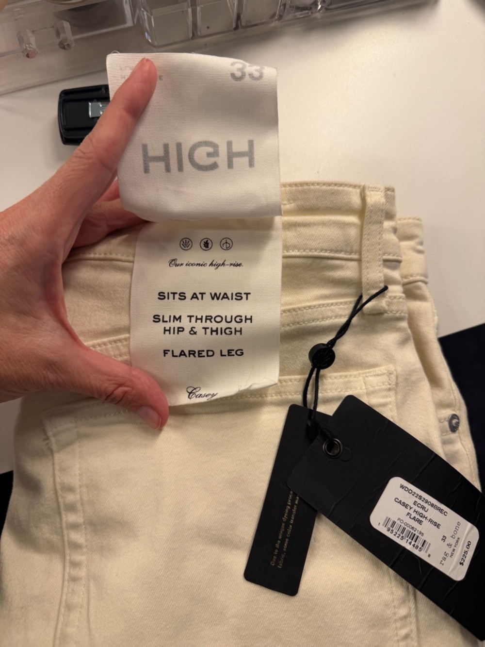 rag & bone Cream High-Rise Flare Jeans - Picture 4 of 5